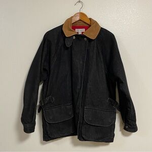 Cambridge Dry Goods Jacket Men’s Small Distressed Black Denim Chore Coat Vtg